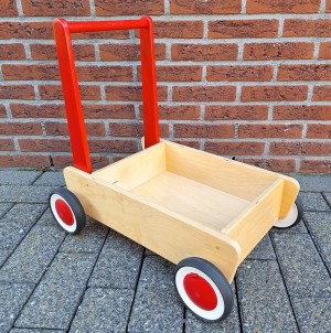 Houten blokkenwagen / loopwagen Van Dijk Toys
